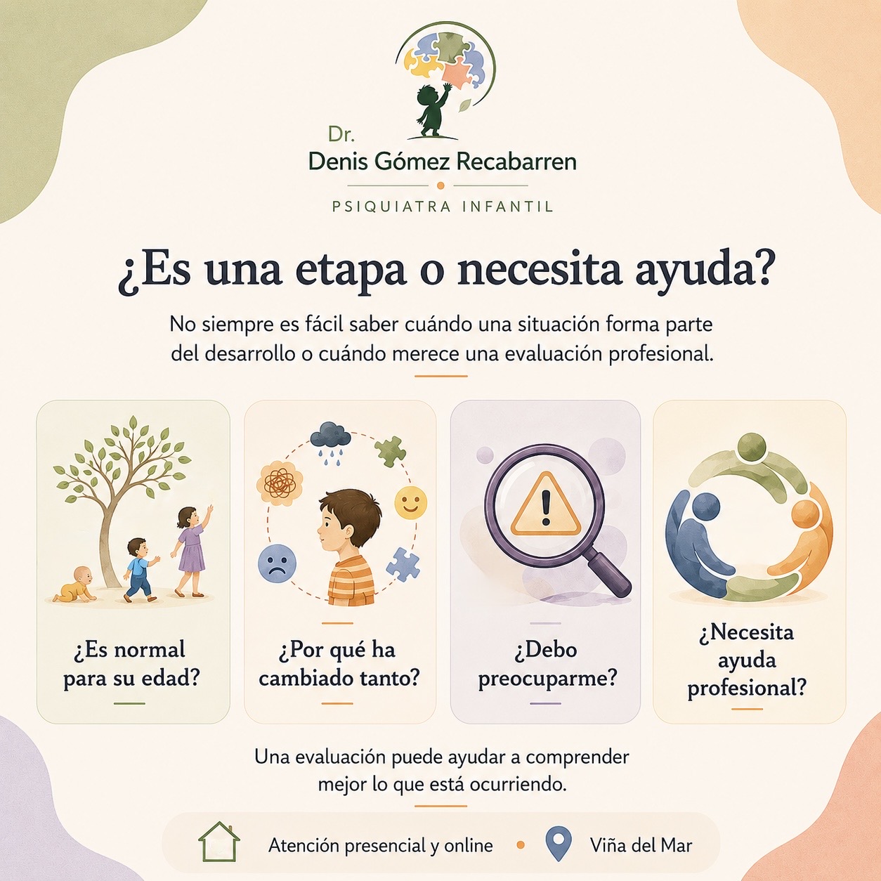 ¿Es una etapa o necesita ayuda? Guía del Dr. Denis Gómez Recabarren, psiquiatra infantil en Viña del Mar, sobre cuándo solicitar una evaluación profesional para niños y adolescentes